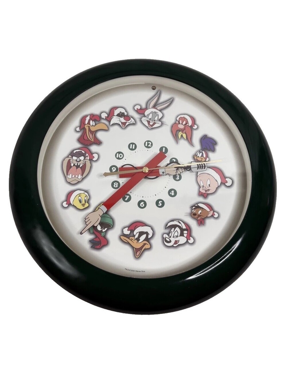 Looney Toons Green Christmas Holiday Wall Clock With Hr Character Sound